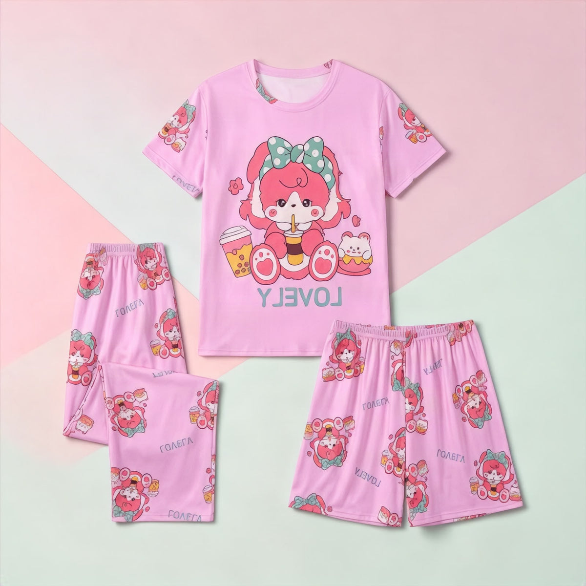 Pink Love Bear 3-Piece Lounge Set
