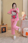Cute Stitch Print 3-Piece Sleepwear & Pyjama Set (T-Shirt, Long Pants & Shorts)